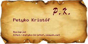 Petyko Kristóf névjegykártya